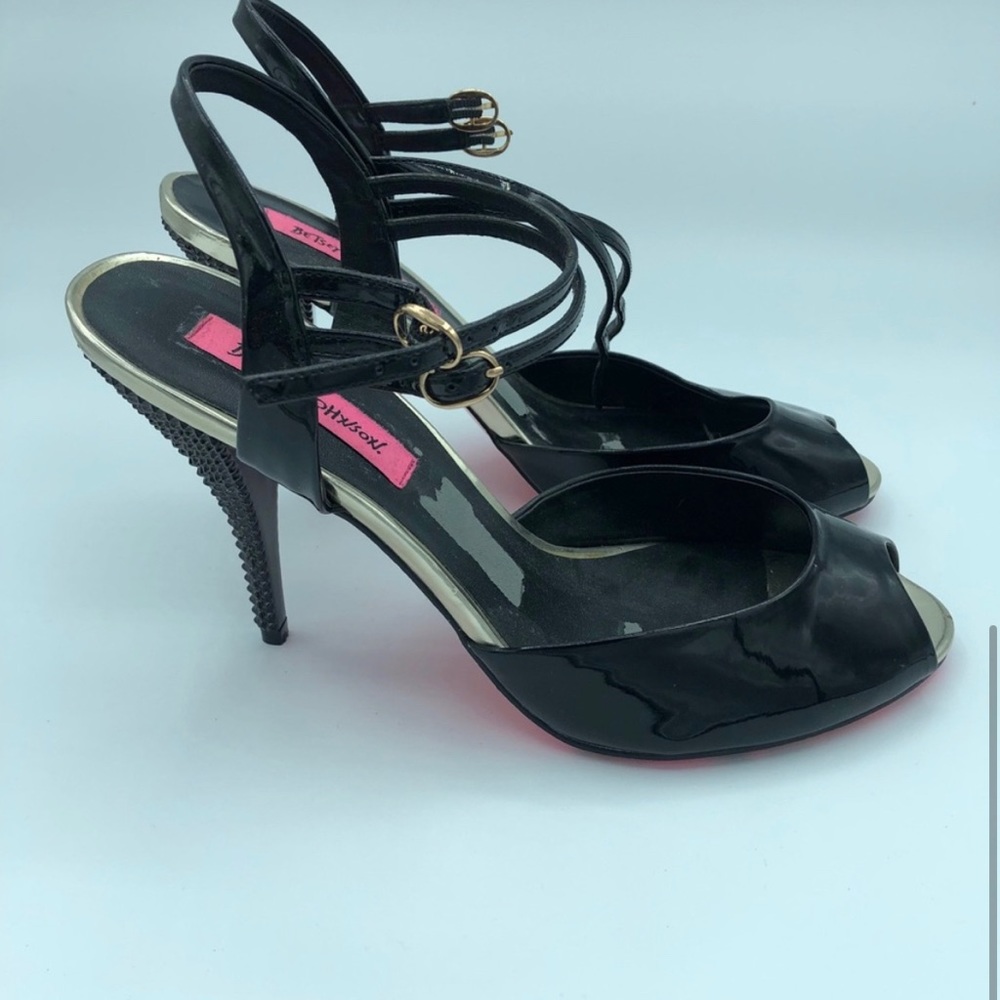 Betsey Johnson Polly patent leather spiked heels mule pinup